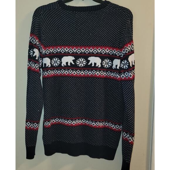 Ugly Christmas Sweater Large Aspen Blue Red White Polar Bear Snowflake Men Nordi - Picture 1 of 7